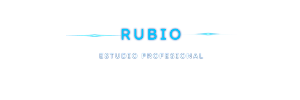 Logo de Rubio Estudio Profesional con estética tecnológica en tonos azul y celeste sobre fondo transparente