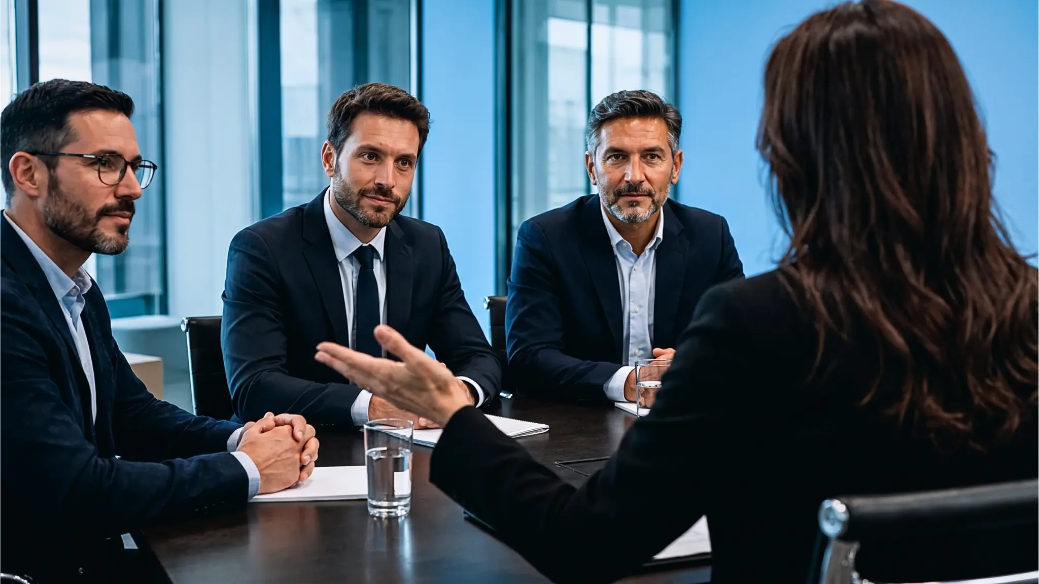 Reunión profesional de asesoramiento contable, tecnología e inteligencia artificial aplicada a negocios
